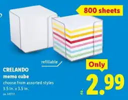 Lidl Crelando memo cube offer