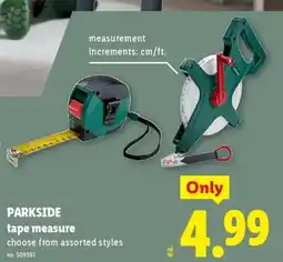 Lidl Parkside tape measure offer