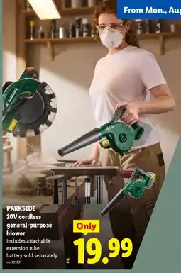 Lidl Parkside 20V cordless general-purpose blower offer