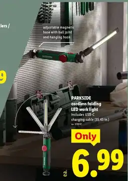 Lidl Parkside cordless folding LED work light offer
