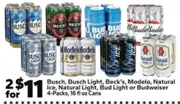 Save a Lot Busch, Busch Light, Beck's, Modelo, Natural Ice, Natural Light, Bud Light or Budweiser offer