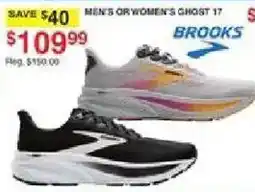 Dunham's Sports Brooks men's or women's ghost 17 offer