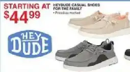 Dunham's Sports Hey Dude casual shoes for the family offer