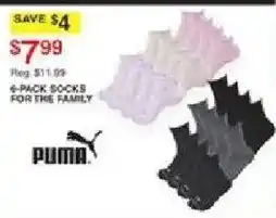 Dunham's Sports Puma 6-pack socks for the family offer