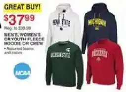 Dunham's Sports Ncaa men's women's or youth fleece hoodie or crew offer