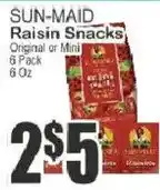 Key Food Sun-maid raisin snacks offer