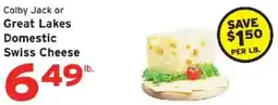 Hannaford Colby Jack or Great Lakes Domestic Swiss Cheese offer