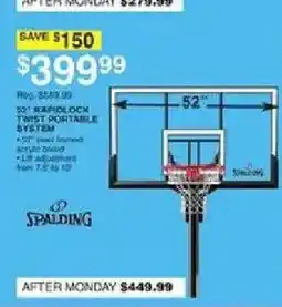 Dunham's Sports Spalding 52" Rapid Lock Twist Portable System offer