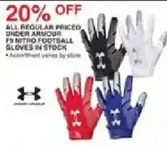 Dunham's Sports Under Armour F9 Nitro Football Gloves offer