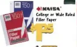 Big Lots Kaisa College or Wide Ruled Filler Paper offer