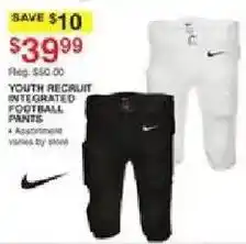 Dunham's Sports Nike youth recruit integrated football pants offer