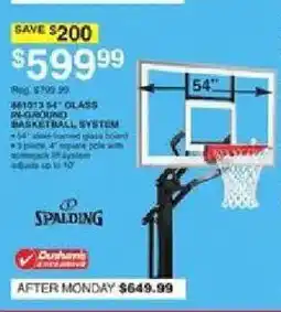 Dunham's Sports Spalding 54" glass in-ground basketball system offer