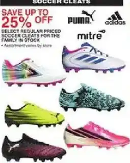Dunham's Sports Puma, Adidas, and Mitre Soccer Cleats offer