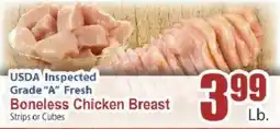 Food Universe Boneless Chicken Breast Strips or Cubes offer