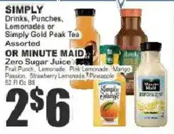 Food Universe Simply Drinks, Punches, Lemonades or Simply Gold Peak Tea offer