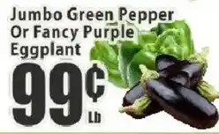 Food Universe Jumbo Green Pepper Or Fancy Purple Eggplant offer