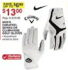 Dunham's Sports Callaway men's durafeel series or clubhouse golf gloves offer