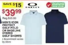 Dunham's Sports Oakley men's icon protect golf polo or baseline hybrid golf shores offer