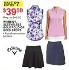 Dunham's Sports Callaway women's sleeveless golf polo or golf skort offer