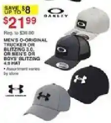 Dunham's Sports Oakley men's o-original trucker or blitzz 3.0 or men's or boys' blitzz 4.0 hat offer