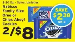 Hannaford Nabisco family size oreo or chips ahoy! cookies offer
