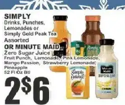 Key Food Simply drinks, punches, lemonades or simply gold peak tea assorted offer