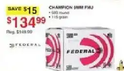Dunham's Sports Federal Champion 9mm FMJ offer