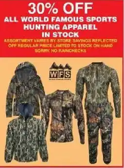Dunham's Sports Wfs world famous sports hunting apparel offer