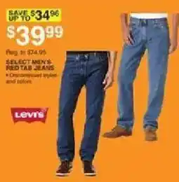 Dunham's Sports Levi's select men's red tab jeans offer