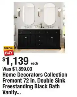 The Home Depot Home Decorators Collection Fremont 72 in. Double Sink Freestanding Black Bath Vanity offer