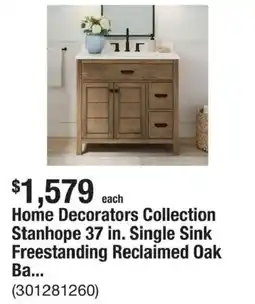 The Home Depot Home Decorators Collection Stanhope 37 in. Single Sink Freestanding Reclaimed Oak Ba... offer