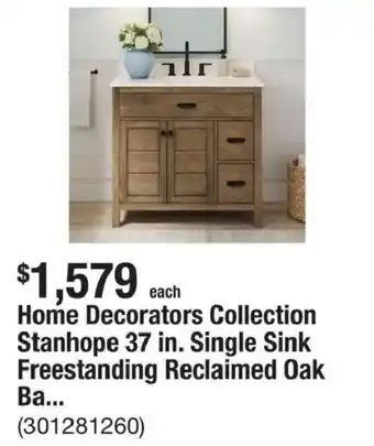 Home Decorators Collection Stanhope 37 in. Single Sink Freestanding Reclaimed Oak Ba...