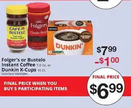 Hays Supermarket Folger's or Bustelo Instant Coffee offer