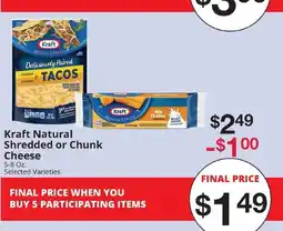 Hays Supermarket Kraft Natural Shredded or Chunk Cheese offer