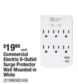 The Home Depot Commercial Electric 6-Outlet Surge Protector Wall Mounted in White offer