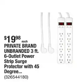 The Home Depot Private Brand Unbranded 6-Outlet Power Strip Surge Protector offer