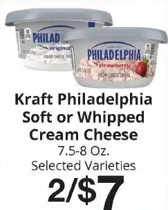 Hays Supermarket Kraft Philadelphia Soft or Whipped Cream Cheese offer