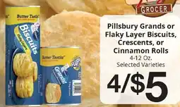 Hays Supermarket Pillsbury Grands or Flaky Layer Biscuits, Crescents, or Cinnamon Rolls offer