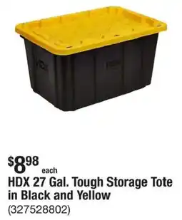 The Home Depot Hdx 27 Gal. Tough Storage Tote in Black and Yellow offer