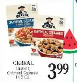 Lunardis Quaker Oatmeal Squares offer