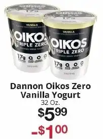 Hays Supermarket Dannon Oikos Zero Vanilla Yogurt offer