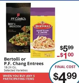 Hays Supermarket Bertolli or P.F. Chang's Entrees offer