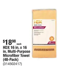 The Home Depot Hdx 16 in. x 16 in. multi-purpose microfiber towel offer