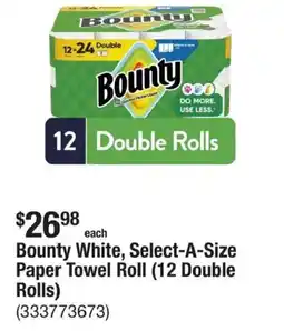 The Home Depot Bounty white select-a-size paper towel roll offer
