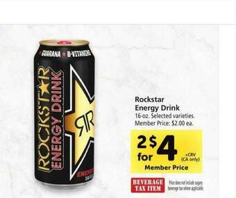 Safeway Rockstar Energy Drink offer