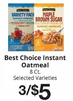 Hays Supermarket Best Choice Instant Oatmeal offer