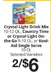 Hays Supermarket Crystal Light Drink Mix or Crystal Light On-the-Go or Kool-Aid Single Serve offer
