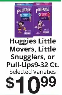 Hays Supermarket Huggies Little Movers, Little Snugglers, or Pull-Ups offer