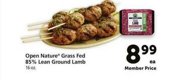 Safeway Open Nature Grass Fed 85% Lean Ground Lamb offer