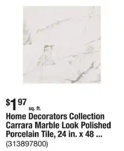 The Home Depot Home decorators collection carrara marble look polished porcelain tile offer